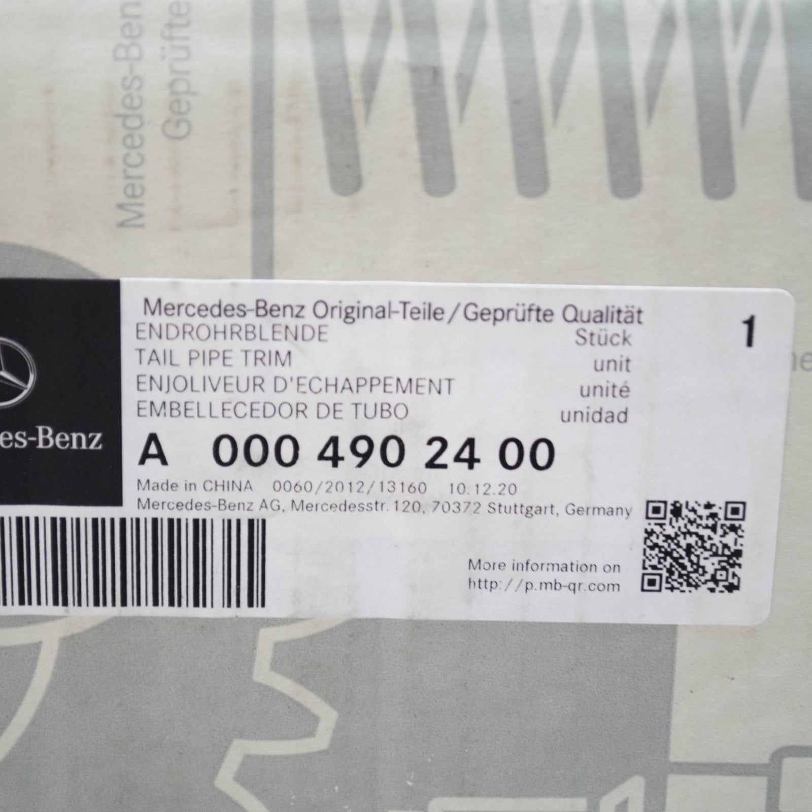 new mercedes-benz gle w167 rear right exhaust pipe tip a0004902400 original
