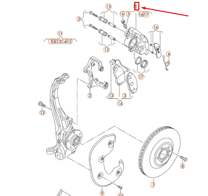 NEW AUDI A4 B8 FRONT RIGHT BRAKE CALIPER HOUSING 8K0615124G ORIGINAL