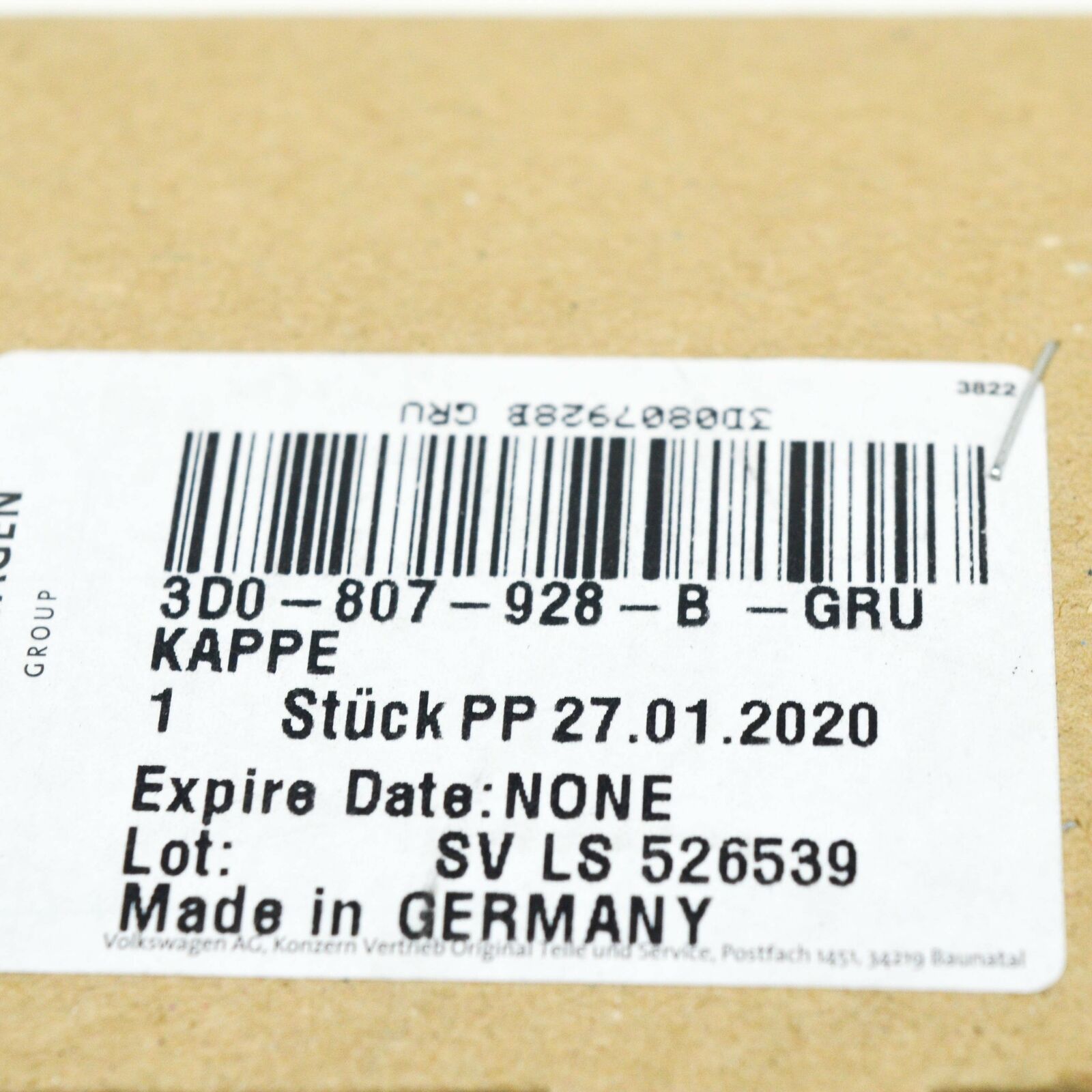 NEW VW PHAETON MK3 FRONT RIGHT HEADLIGHT WASHER COVER CAP 3D0807928BGRU ORIGINAL