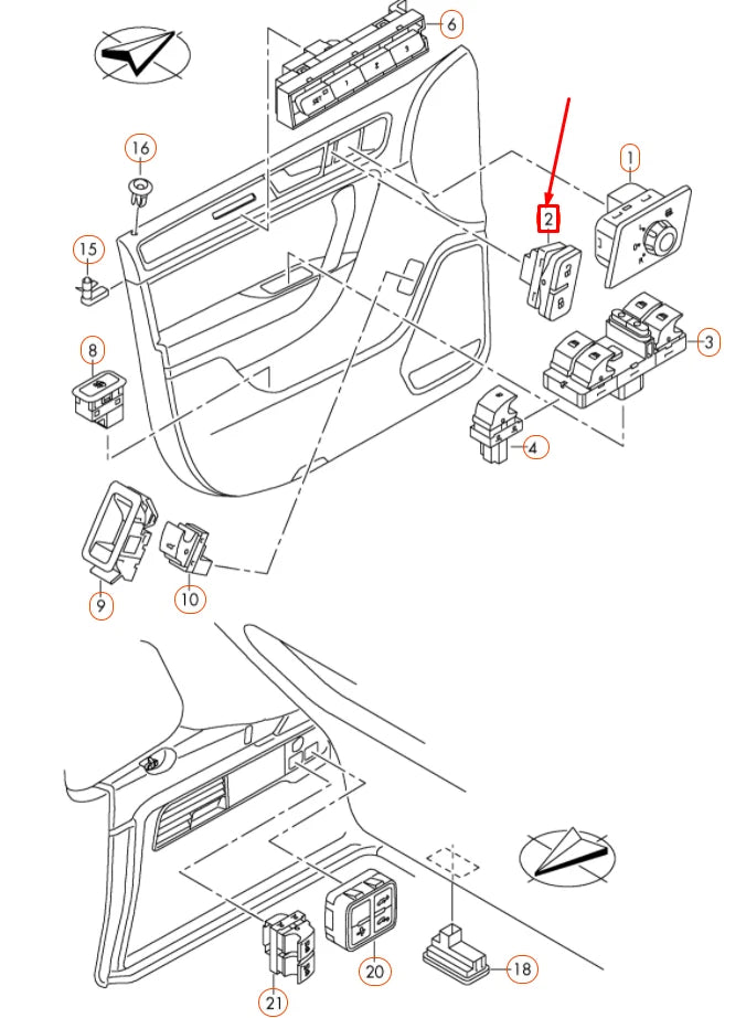 NEW VW TOUAREG 7P MK2 FRONT RIGHT CENTRAL LOCKING SWITCH 7P6962126A