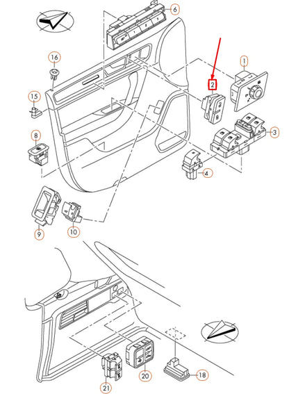 NEW VW TOUAREG 7P MK2 FRONT RIGHT CENTRAL LOCKING SWITCH 7P6962126A