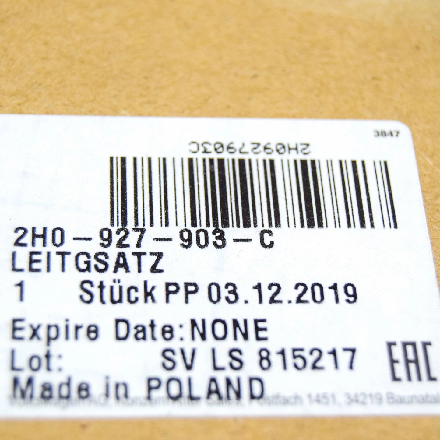 NEW VOLKSWAGEN AMAROK 2H FRONT SPEED SENSOR WIRING HARNESS 2H0927903C