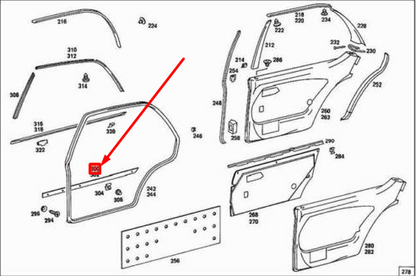 new mercedes-benz s w116 rear right door garnish molding a1167300280 original