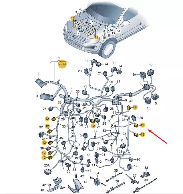 NEW VW TOUAREG 7P MK2 FLAT CONTACT HOUSING 2 PIN 4D0971992A ORIGINAL