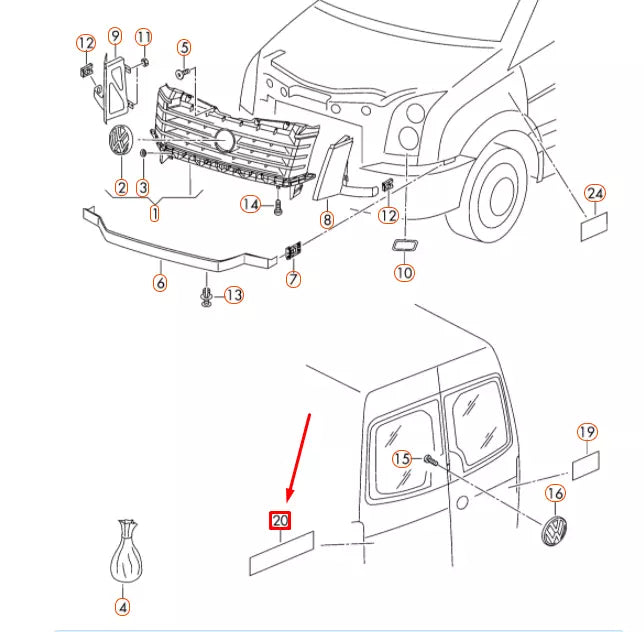 NEW VW CRAFTER MK1 2E REAR CHROME INSCRIPTION EMBLEM BADGE 2E3853687