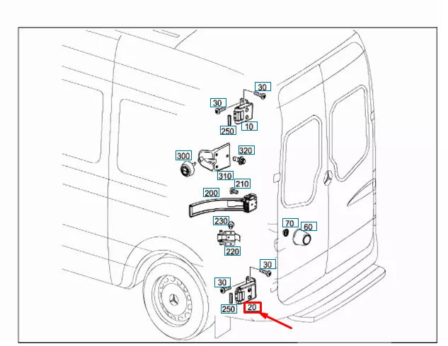 NEW MERCEDES-BENZ SPRINTER VAN 906 REAR RIGHT DOOR HINGE A9067400737 ORIGINAL