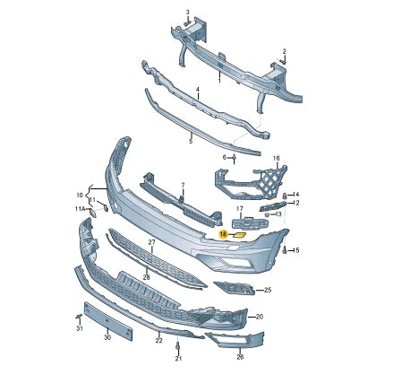 NEW VOLKSWAGEN TIGUAN AD FRONT BUMPER RIGHT COVER CAP 5NA807938GRU