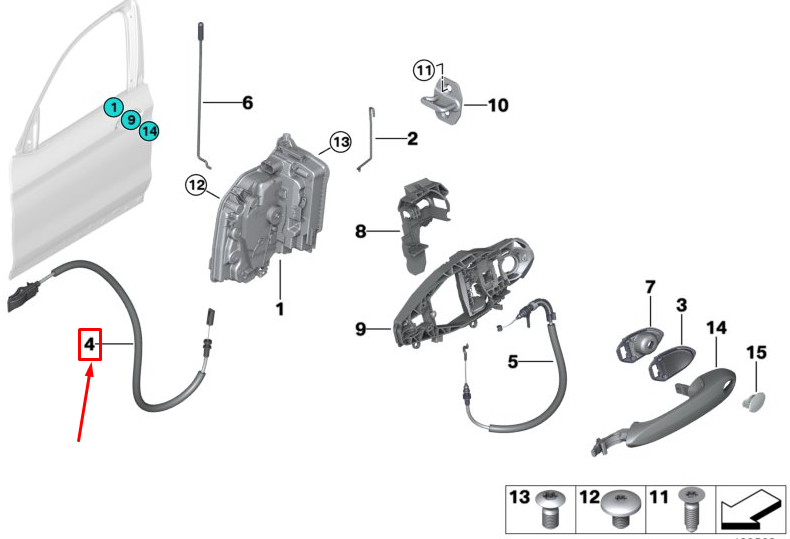 new bmw x3 g01 front door opener bowden cable 51217409277 original