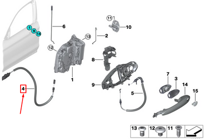 new bmw x3 g01 front door opener bowden cable 51217409277 original