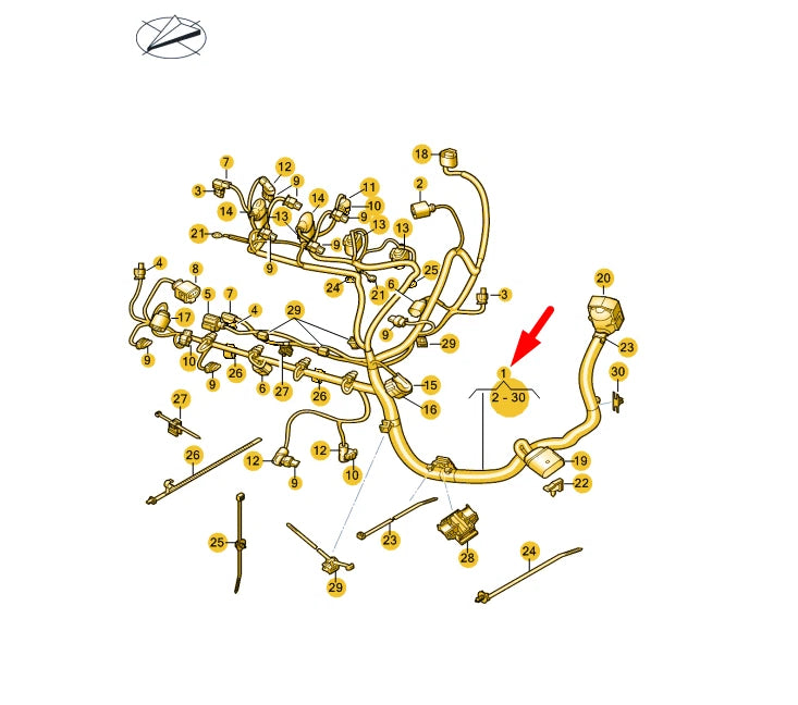 NEW VOLKSWAGEN ARTEON 3H7 ENGINE WIRING SET 05E972627A ORIGINAL