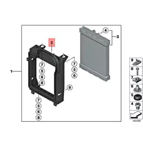 NEW BMW X5 F15 AUXILIARY RADIATOR LEFT SIDE FRAME 17117645686 ORIGINAL