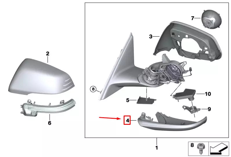 NEW BMW F40 FRONT RIGHT LOWER MIRROR HOUSING SECTION 51169879140 9879140