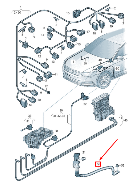 NEW VOLKSWAGEN ARTEON 3H7 WIRING HARNESS EARTH LINE 3G0971093 ORIGINAL