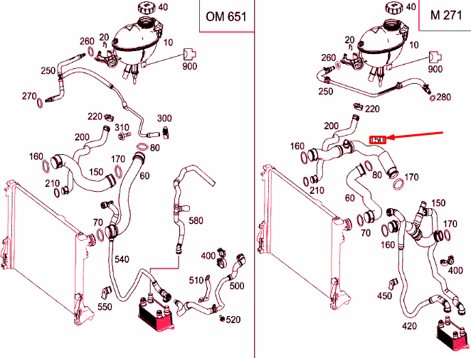 new mercedes-benz c w204 right radiator coolant hose a2125018282 original