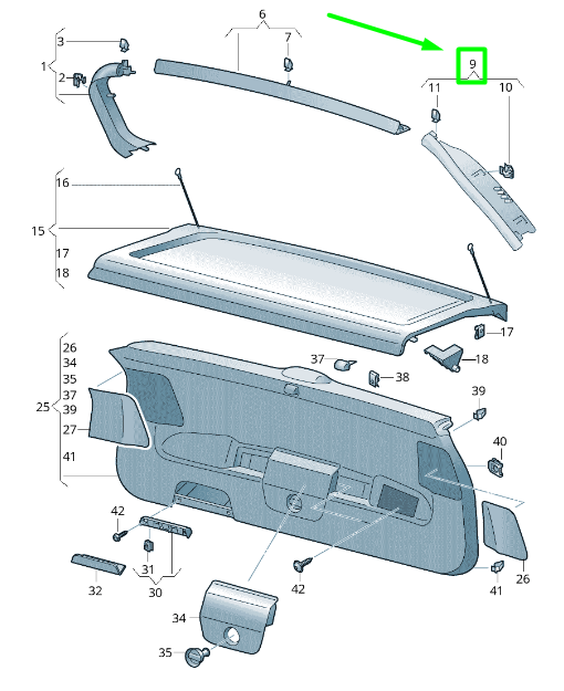 NEW VW TIGUAN AD MK2 REAR RIGHT INTERIOR LID TRIM 5NA867704B82V ORIGINAL