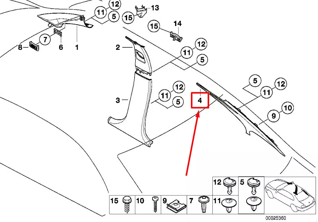 NEW BMW 5 E39 REAR RIGHT COLUMN TRIM PANEL 7006856 51437006856 ORIGINAL