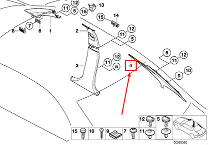 NEW BMW 5 E39 REAR RIGHT COLUMN TRIM PANEL 7006856 51437006856 ORIGINAL
