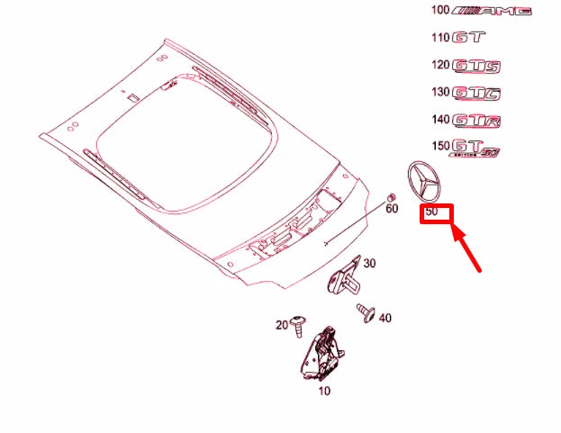 NEW MERCEDES-BENZ AMG GT C190 REAR MERCEDES STAR EMBEM A1908100018 ORIGINAL