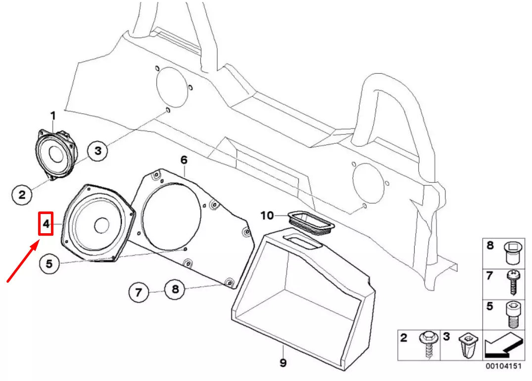 NEW BMW Z4 ROADSTER E85 FRONT RIGHT DOOR LOUDSPEAKER 65139143269 9143269