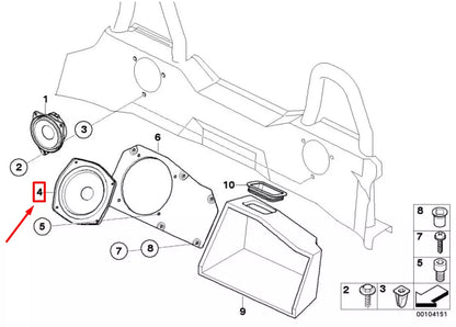 NEW BMW Z4 ROADSTER E85 FRONT RIGHT DOOR LOUDSPEAKER 65139143269 9143269