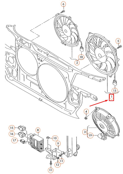 NEW AUDI A8 D3 LEFT RADIATOR COOLING FAN 4E0959455G ORIGINAL