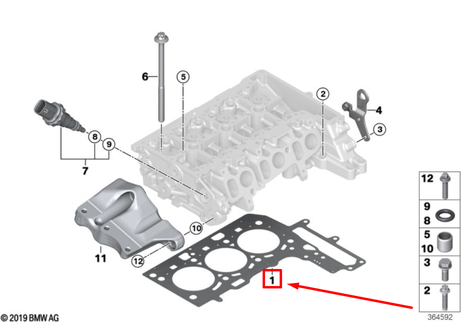 new mini cooper f55 cylinder head gasket 11128511227 8511227 original