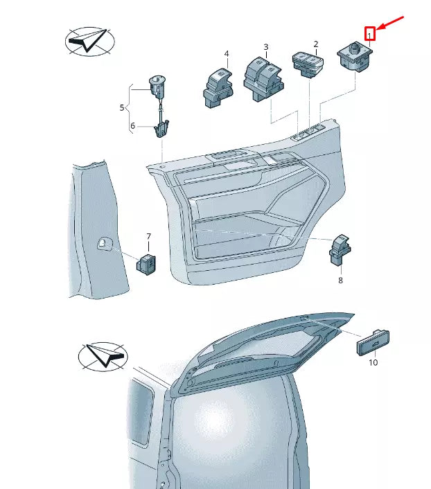 NEW VW TRANSPORTER T6 EL ADJUSTABLE EXTERIOR MIRROR SWITCH 7E1959565KGGO