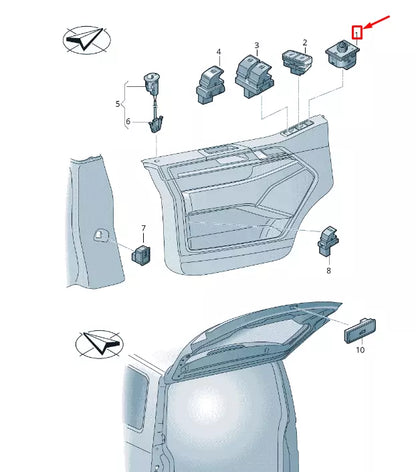 NEW VW TRANSPORTER T6 EL ADJUSTABLE EXTERIOR MIRROR SWITCH 7E1959565KGGO