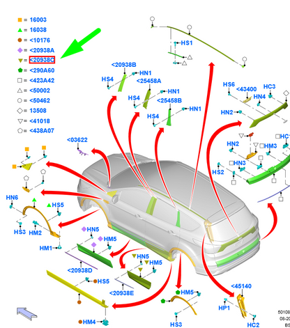 new ford kuga c520 mk2 rear right door molding 2104159 original