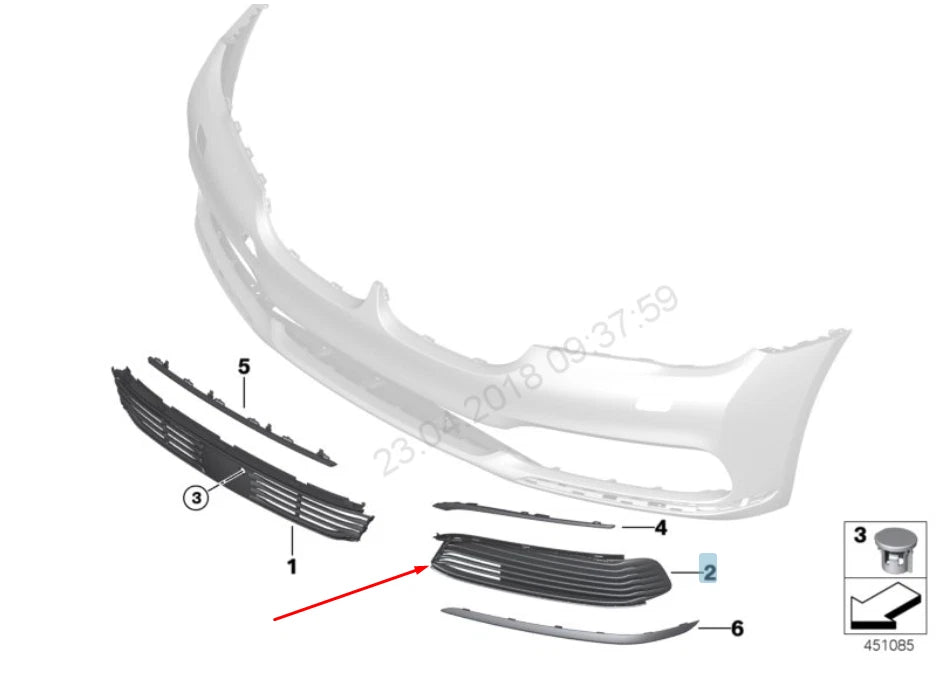 NEW BMW 7 G11 FRONT BUMPER LEFT GRILLE 51117486835 7486835 ORIGINAL