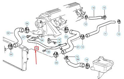 NEW BMW E36 E38 E39 COOLING SYSTEM WATER HOSE PIPE 11532246689 ORIGINAL