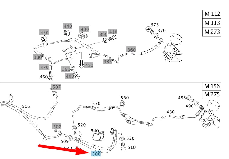 NEW MERCEDES-BENZ SL R230 PUMP TO SEPARATION POINT HOSE A2303209353 ORIGINAL