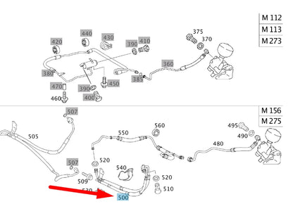 NEW MERCEDES-BENZ SL R230 PUMP TO SEPARATION POINT HOSE A2303209353 ORIGINAL
