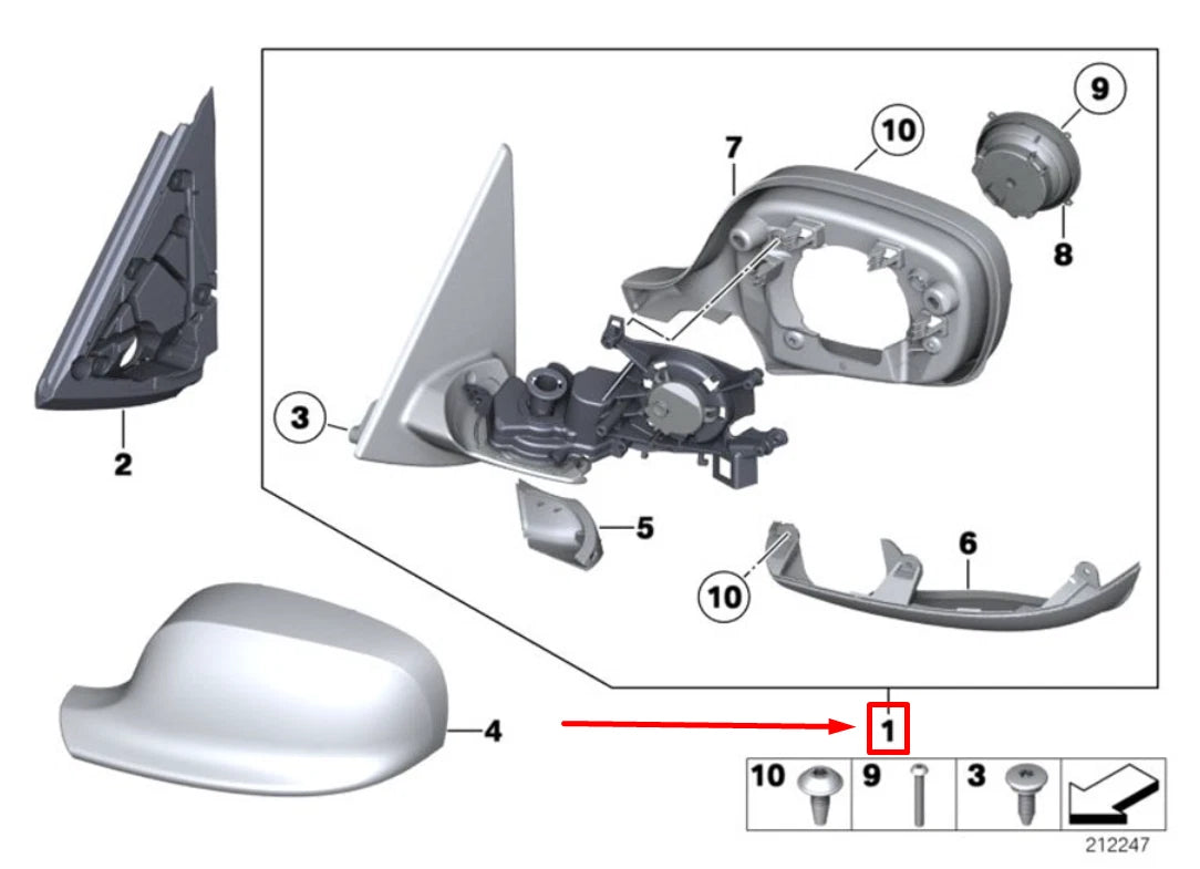 NEW BMW X1 E84 FRONT LEFT DOOR WING MIRROR 51162993765 2993765 ORIGINAL