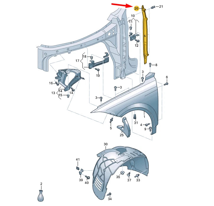 NEW VW TOUAREG CR MK3 FRONT LEFT WING CLOSING ELEMENT 760821111A9B9 ORIGINAL