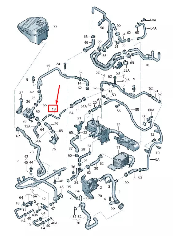 NEW AUDI Q7 4L ENGINE COOLANT PIPE 059121044F ORIGINAL