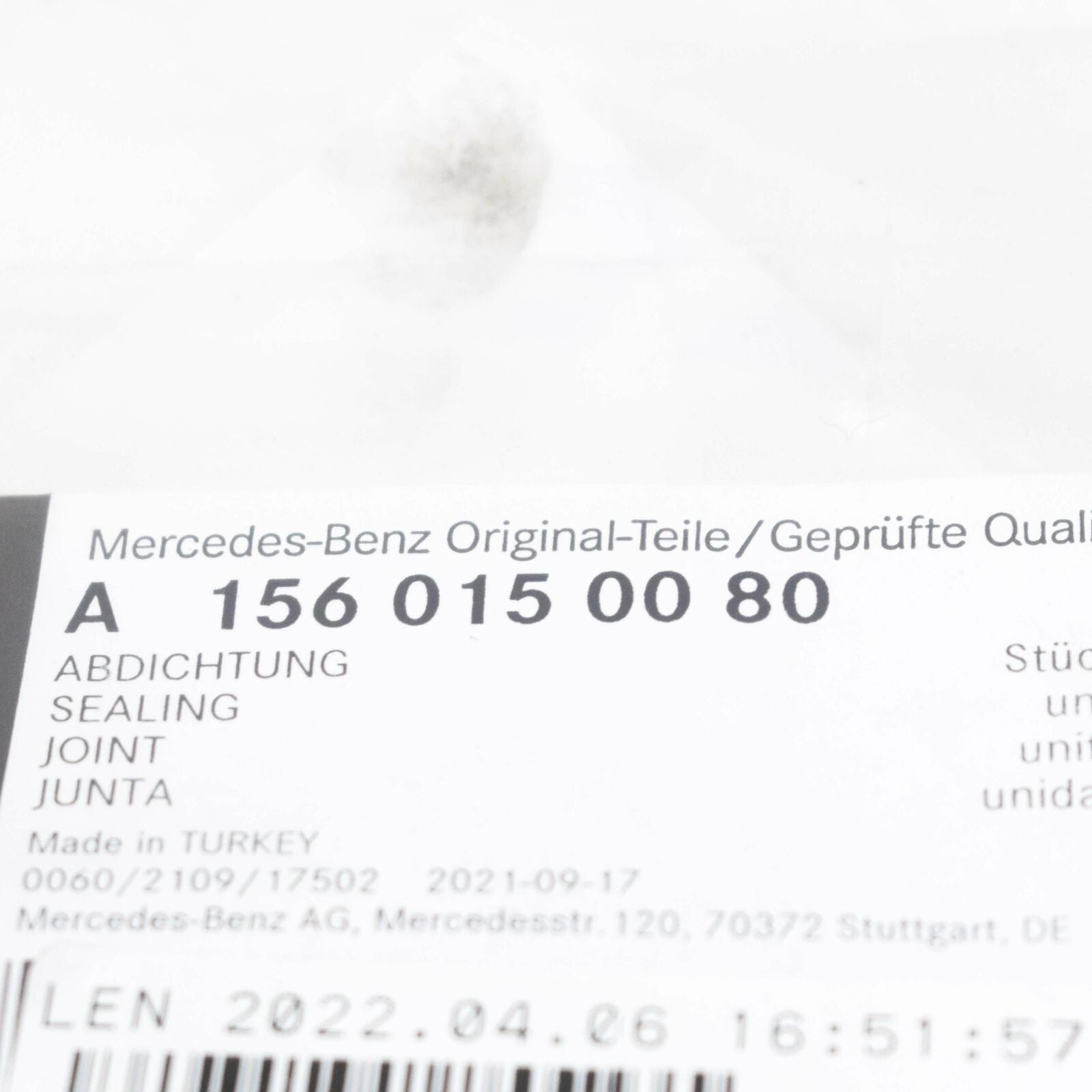 NEW MERCEDES-BENZ ML W164 TIMING COVER GASKET A1560150080 ORIGINAL