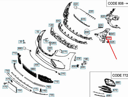 NEW MB S W222 FRONT RIGHT BUMPER OUTSIDE BASIC MOUNTING A2228856900