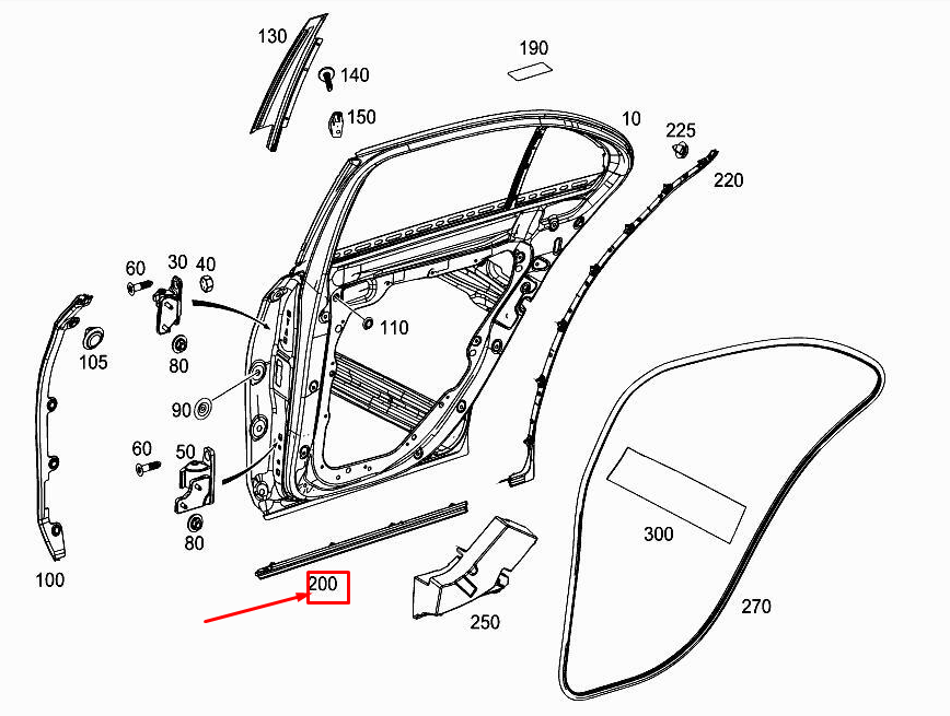 new mercedes-benz e w213 rear left door deflector strip a2136900562 original