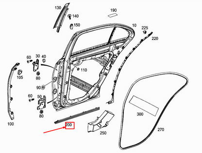new mercedes-benz e w213 rear left door deflector strip a2136900562 original