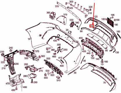 NEW MB S COUPE C217 REAR BUMPER CENTER BOTTOM TRIM STRIP A2178851401 ORIGINAL
