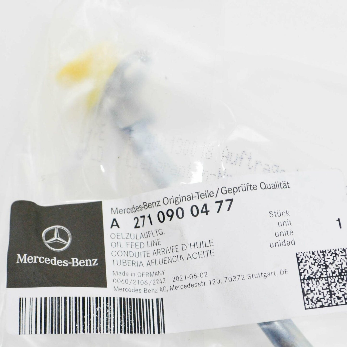 NEW MERCEDES-BENZ C W204 TURBOCHARGER OIL FEED LINE A2710900477 ORIGINAL