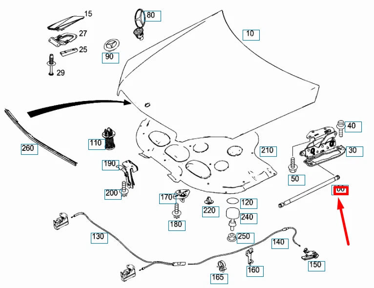 NEW MERCEDES-BENZ C W204 FRONT HOOD RIGHT GAS PRESSURE STRUT A2049800964