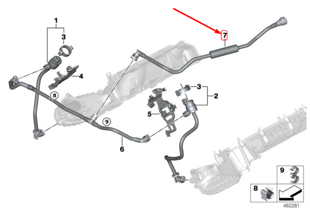 new bmw 7 g11 fuel tank breather line with resonator 13908601845 original