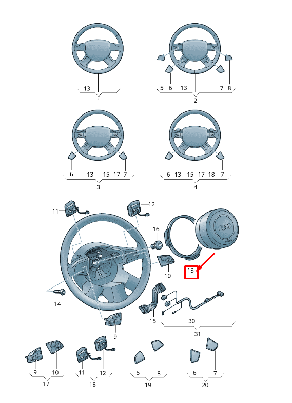 new audi q3 8u steering wheel trim 8u0419689 4pk 8u04196894pk original