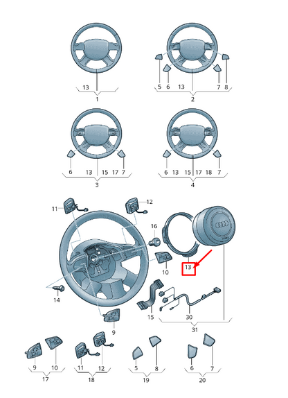 new audi q3 8u steering wheel trim 8u0419689 4pk 8u04196894pk original