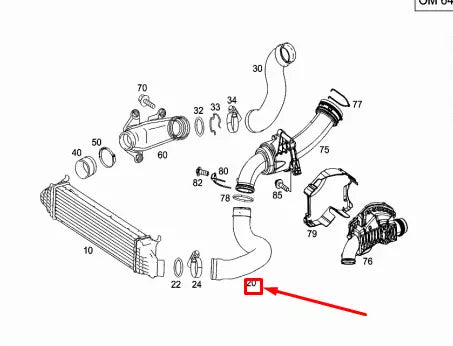 NEW MERCEDES-BENZ S W221 LEFT SIDE CHARGE AIR COOLER HOSE A2215281082 ORIGINAL