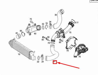 NEW MERCEDES-BENZ S W221 LEFT SIDE CHARGE AIR COOLER HOSE A2215281082 ORIGINAL