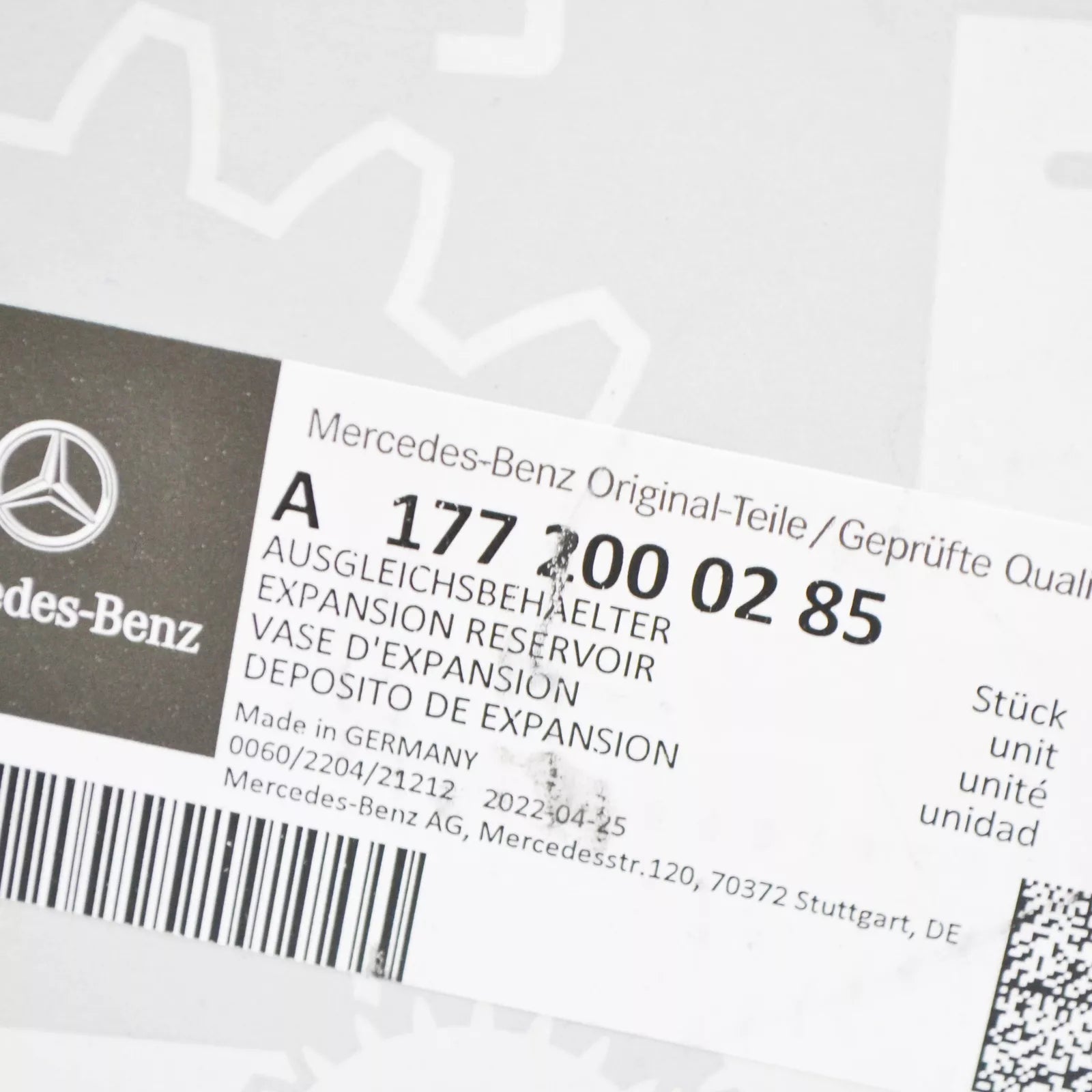 NEW MERCEDES-BENZ S W222 EXPANSION TANK A1772000285