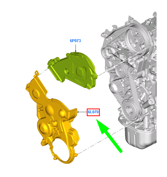 new ford grand c-max mk2 cylinder front cover 1811878 av6q-6l070-ga original